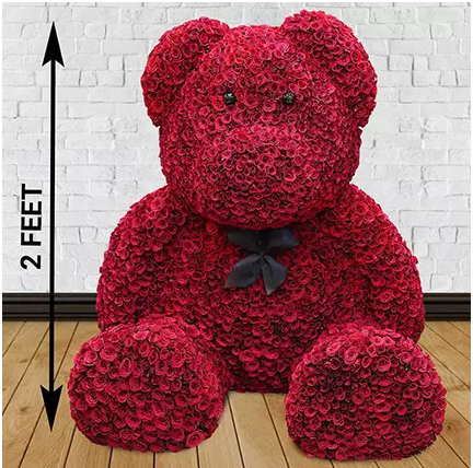 Teddy bear made of roses near me sales