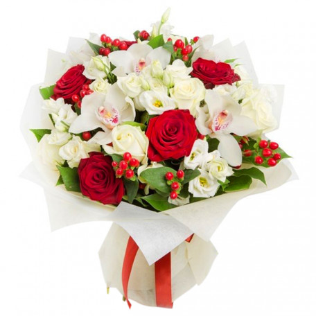 Classic Combination of Red and White Roses