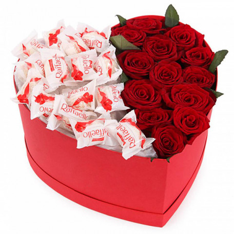 Heart Box With Sweet & Roses